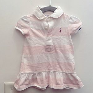 3mo Pink & White Polo Dress and Bloomers